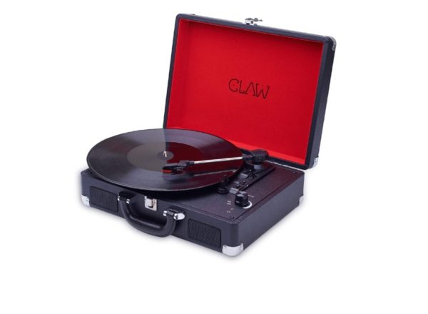 CLAW Stag Portable Vinyl Record Player Turntable with Built-in Stereo Speakers (Black)
