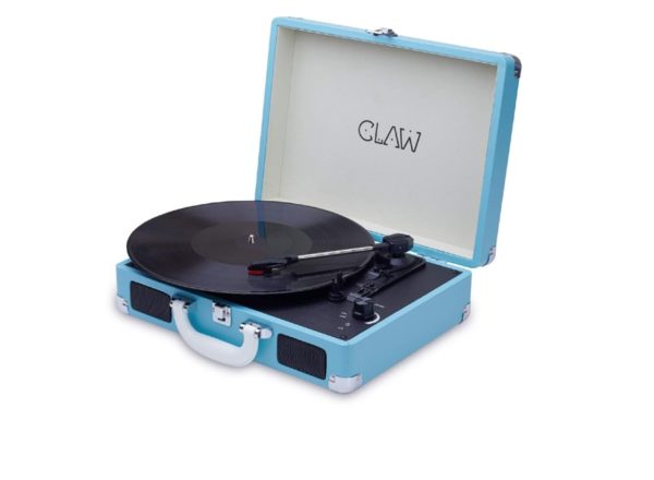 CLAW Stag Portable Vinyl Record Player Turntable with Built-in Stereo Speakers (Blue)