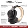 CLAW SM50 Professional Studio Monitoring DJ Headphones with 2 detachable cables (2.8m Coiled Cable & 1.2m Straight Cable with Mic and In-line Controls) (Black/Gold) - Image 4