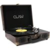 CLAW Stag Portable Vinyl Record Player Turntable with Built-in Stereo Speakers (Brown Wood)