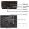 CLAW Stag Portable Vinyl Record Player Turntable with Built-in Stereo Speakers (Brown Wood) - Image 5