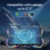 CLAW Glacier F13 RGB Laptop Cooling Pad with 5 Turbo Fans, 7 Adjustable Height with Switch Control and LCD Screen | Black - Image 2