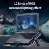CLAW Glacier F13 RGB Laptop Cooling Pad with 5 Turbo Fans, 7 Adjustable Height with Switch Control and LCD Screen | Black - Image 6